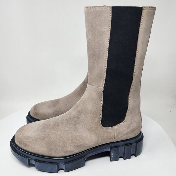 Free People Brooks Chelsea Boots Women EU39/US8.5 Taupe Suede Mid Calf Full Zip - Picture 6 of 13
